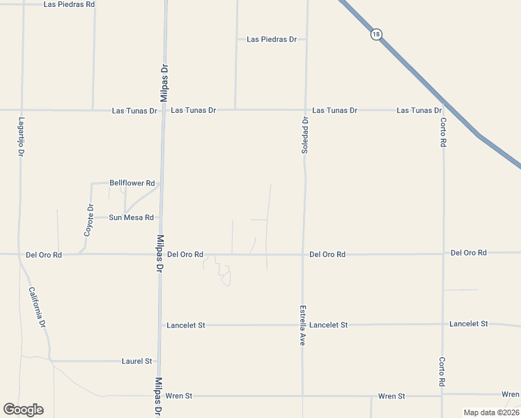 map of restaurants, bars, coffee shops, grocery stores, and more near 25982 Bellflower Road in Apple Valley