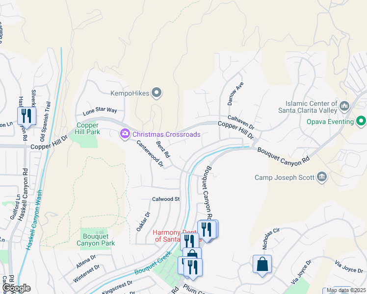 map of restaurants, bars, coffee shops, grocery stores, and more near 28503 Ray Court in Santa Clarita