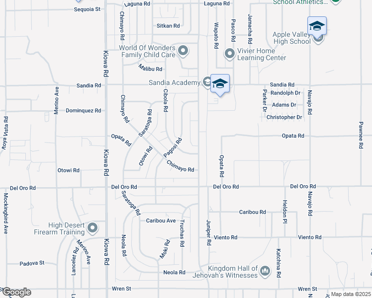 map of restaurants, bars, coffee shops, grocery stores, and more near 11427 Cibola Road in Apple Valley