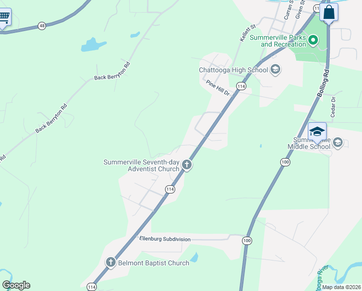 map of restaurants, bars, coffee shops, grocery stores, and more near 103 Ridge Road in Summerville