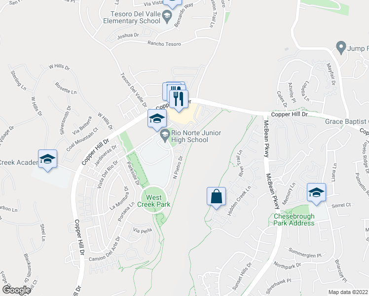 map of restaurants, bars, coffee shops, grocery stores, and more near 28671 North Pietro Drive in Santa Clarita