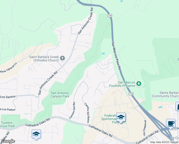 map of restaurants, bars, coffee shops, grocery stores, and more near 1164 Camino Del Rio in Santa Barbara