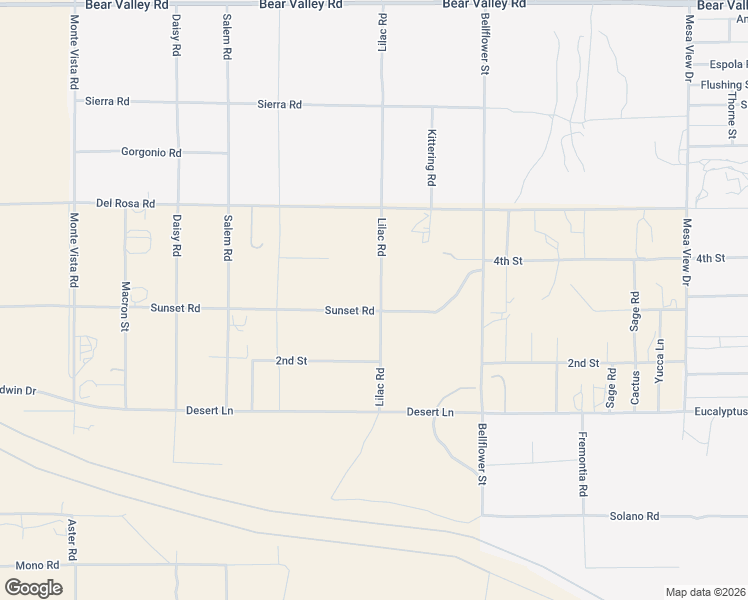 map of restaurants, bars, coffee shops, grocery stores, and more near 11655 Lilac Road in Phelan