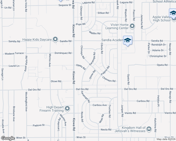 map of restaurants, bars, coffee shops, grocery stores, and more near 11445 Saratoga Road in Apple Valley
