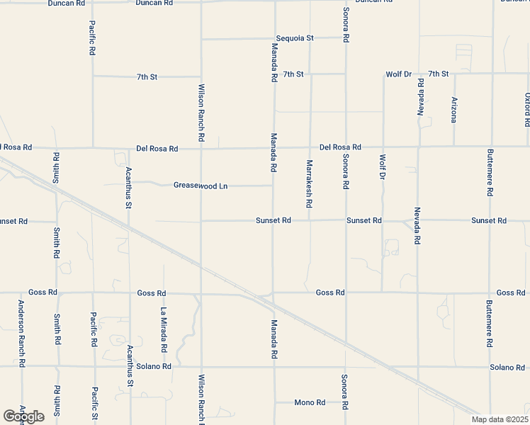 map of restaurants, bars, coffee shops, grocery stores, and more near 11530 Manada Road in Phelan