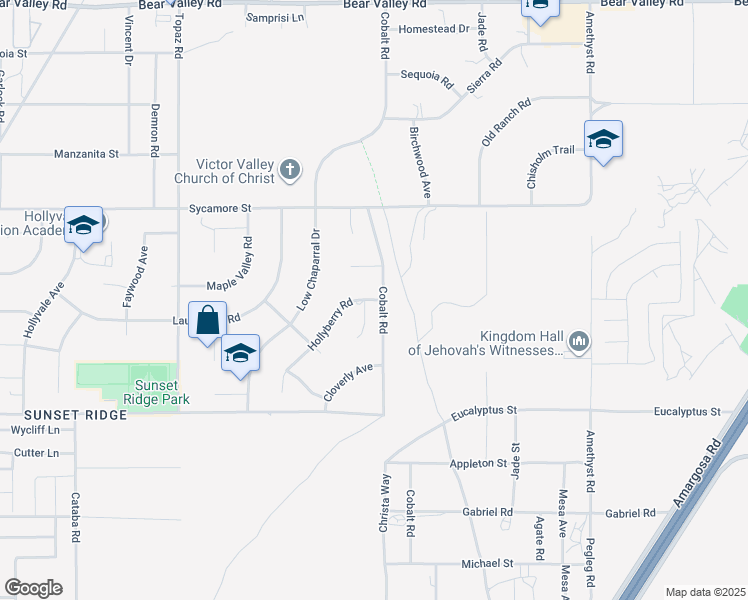 map of restaurants, bars, coffee shops, grocery stores, and more near 13106 Hollyberry Road in Victorville