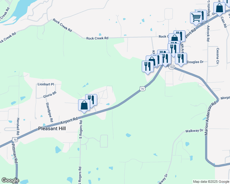 map of restaurants, bars, coffee shops, grocery stores, and more near 190 Pineberry Trail in Garland County