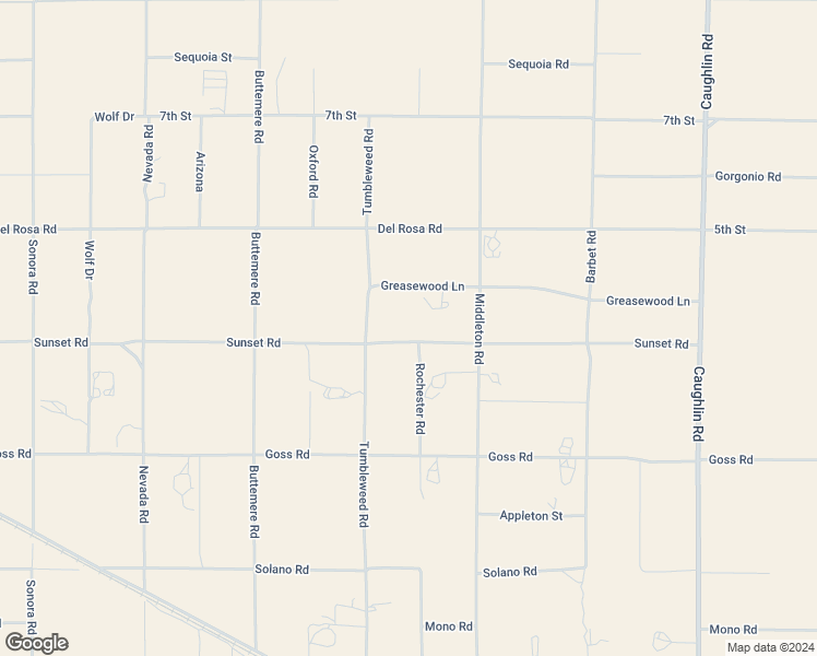 map of restaurants, bars, coffee shops, grocery stores, and more near 7576 Sunset Road in Phelan