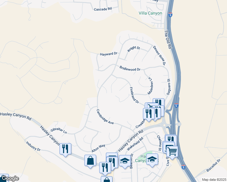 map of restaurants, bars, coffee shops, grocery stores, and more near 29918 Crawford Place in Castaic