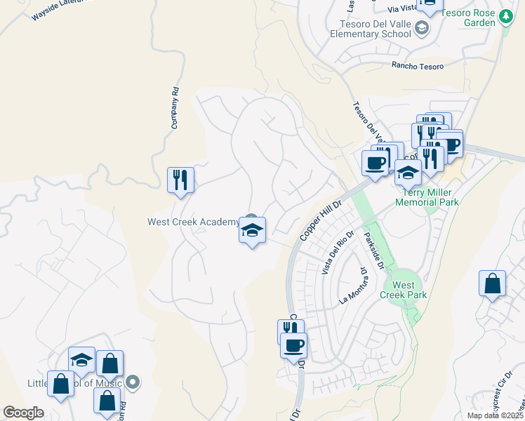 map of restaurants, bars, coffee shops, grocery stores, and more near 28821 Panorama Court in Santa Clarita