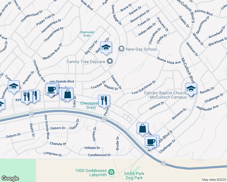 map of restaurants, bars, coffee shops, grocery stores, and more near 3531 Lost Dutchman Drive in Lake Havasu City