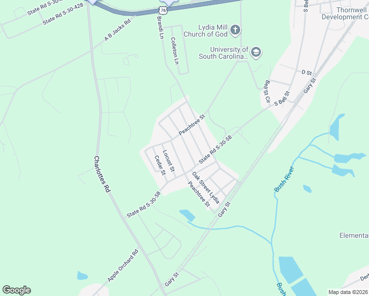 map of restaurants, bars, coffee shops, grocery stores, and more near 25 Peachtree Street in Clinton