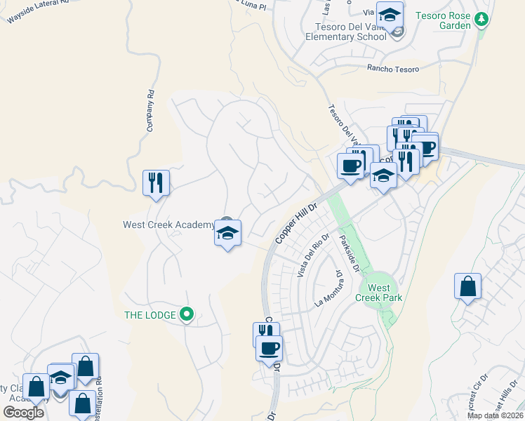 map of restaurants, bars, coffee shops, grocery stores, and more near 28802 Silversmith Drive in Santa Clarita