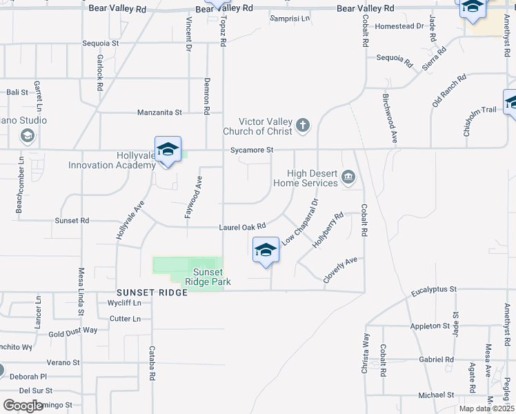 map of restaurants, bars, coffee shops, grocery stores, and more near 12989 Maple Valley Road in Victorville