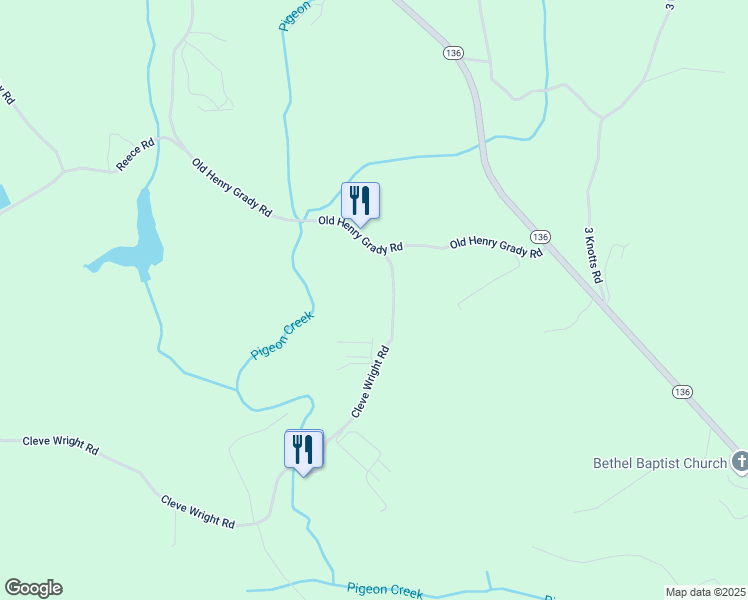 map of restaurants, bars, coffee shops, grocery stores, and more near 1375 Cleve Wright Road in Dawsonville