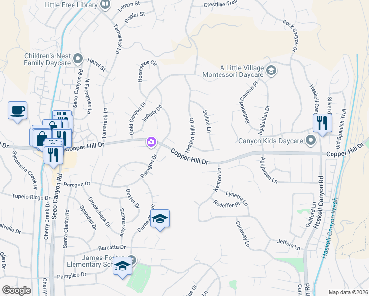 map of restaurants, bars, coffee shops, grocery stores, and more near in Los Angeles County