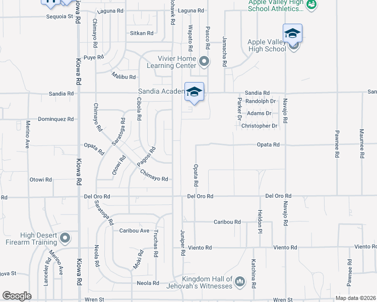 map of restaurants, bars, coffee shops, grocery stores, and more near 11435 Mohawk Road in Apple Valley