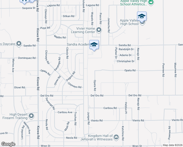map of restaurants, bars, coffee shops, grocery stores, and more near 11435 Mohawk Road in Apple Valley