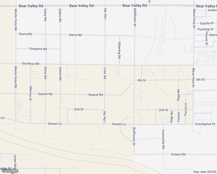 map of restaurants, bars, coffee shops, grocery stores, and more near 11655 Lilac Road in Phelan
