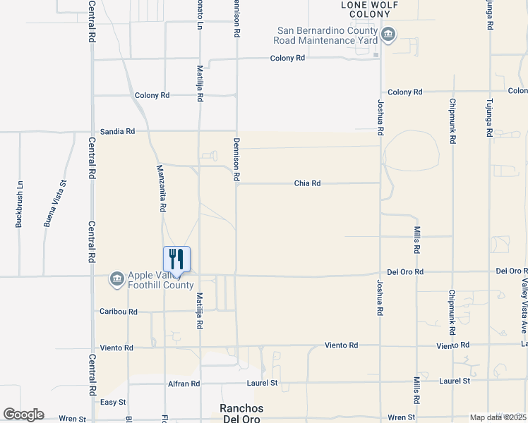 map of restaurants, bars, coffee shops, grocery stores, and more near Bellflower Road in San Bernardino County