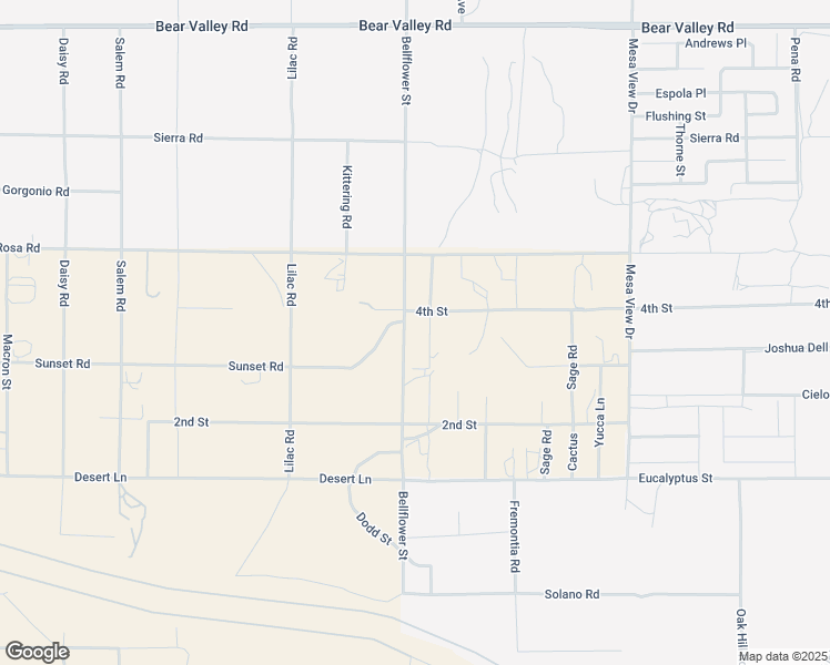 map of restaurants, bars, coffee shops, grocery stores, and more near 8787 Bellflower Street in Victorville