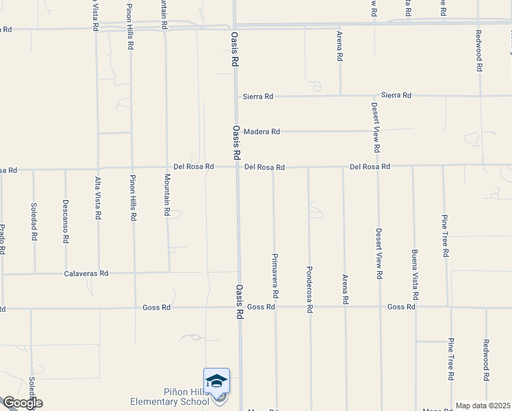 map of restaurants, bars, coffee shops, grocery stores, and more near 11587 Oasis Road in Piñon Hills