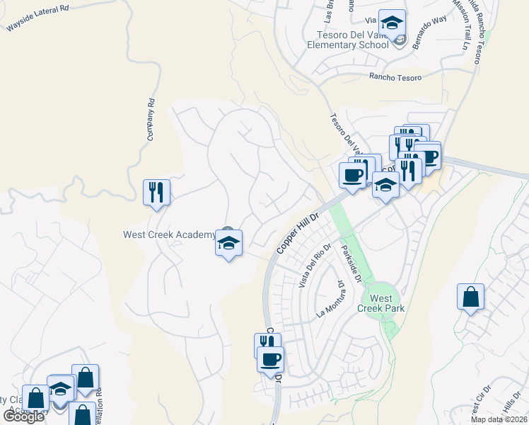 map of restaurants, bars, coffee shops, grocery stores, and more near 28808 Via Belterra in Santa Clarita