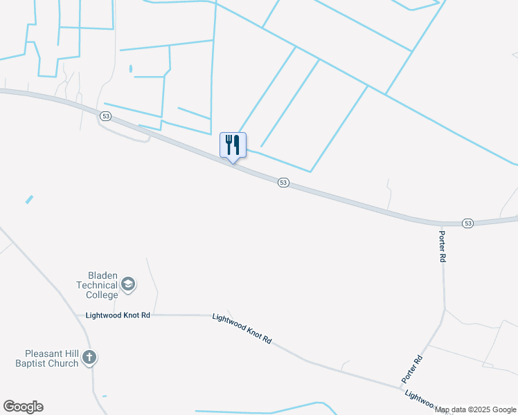 map of restaurants, bars, coffee shops, grocery stores, and more near North Carolina 53 in Council