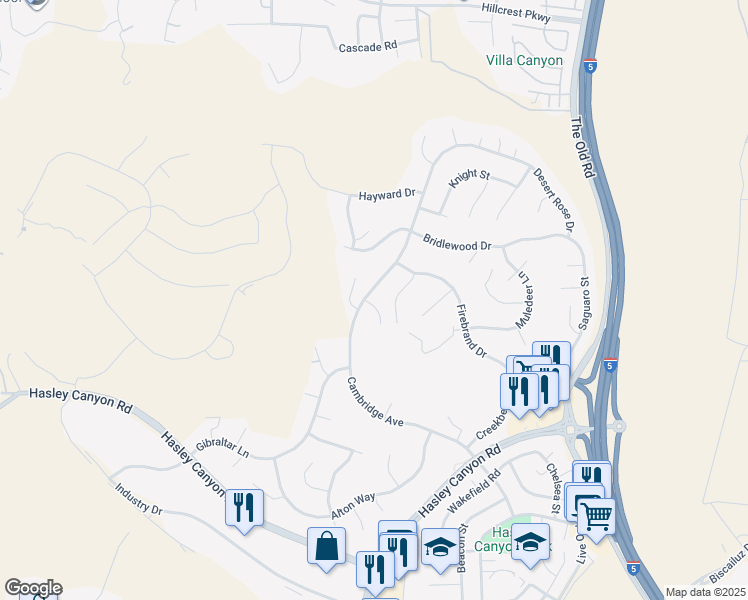 map of restaurants, bars, coffee shops, grocery stores, and more near 29884 Cashmere Place in Castaic