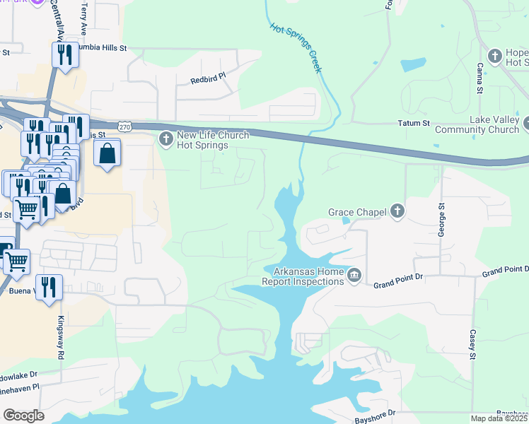 map of restaurants, bars, coffee shops, grocery stores, and more near 260 San Carlos Point in Hot Springs