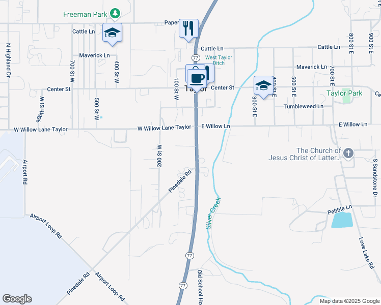map of restaurants, bars, coffee shops, grocery stores, and more near 300 Main Street in Taylor