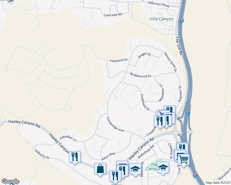 map of restaurants, bars, coffee shops, grocery stores, and more near 29884 Cashmere Place in Castaic