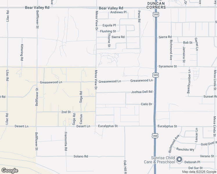 map of restaurants, bars, coffee shops, grocery stores, and more near 11830 Joshua Dell Road in Victorville