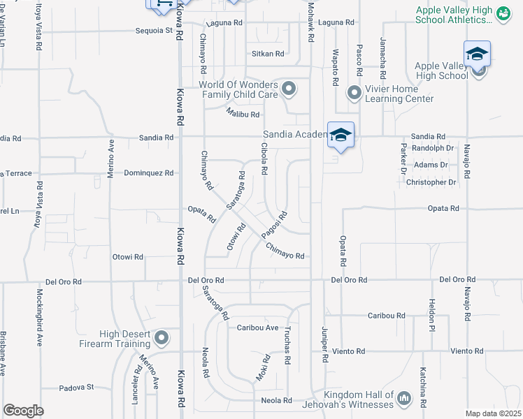 map of restaurants, bars, coffee shops, grocery stores, and more near 11506 Cibola Road in Apple Valley