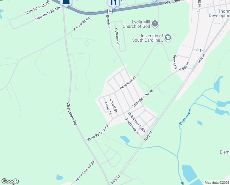 map of restaurants, bars, coffee shops, grocery stores, and more near 46 Peachtree Street in Clinton