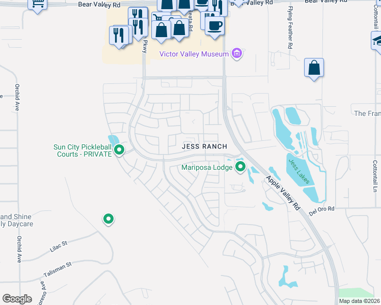 map of restaurants, bars, coffee shops, grocery stores, and more near in Apple Valley