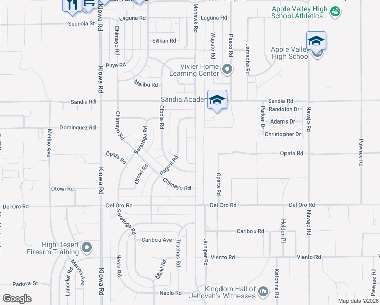 map of restaurants, bars, coffee shops, grocery stores, and more near 11501 Mohawk Road in Apple Valley