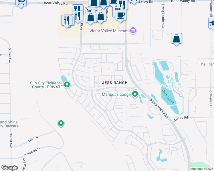 map of restaurants, bars, coffee shops, grocery stores, and more near in Apple Valley