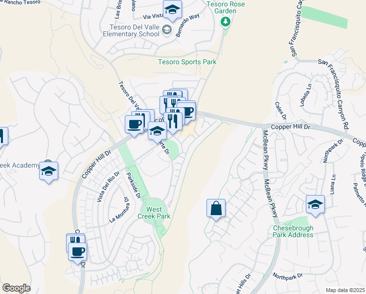 map of restaurants, bars, coffee shops, grocery stores, and more near 28724 Calle de la Paz Drive in Santa Clarita