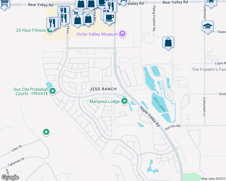 map of restaurants, bars, coffee shops, grocery stores, and more near 11530 Pepper Lane in Apple Valley