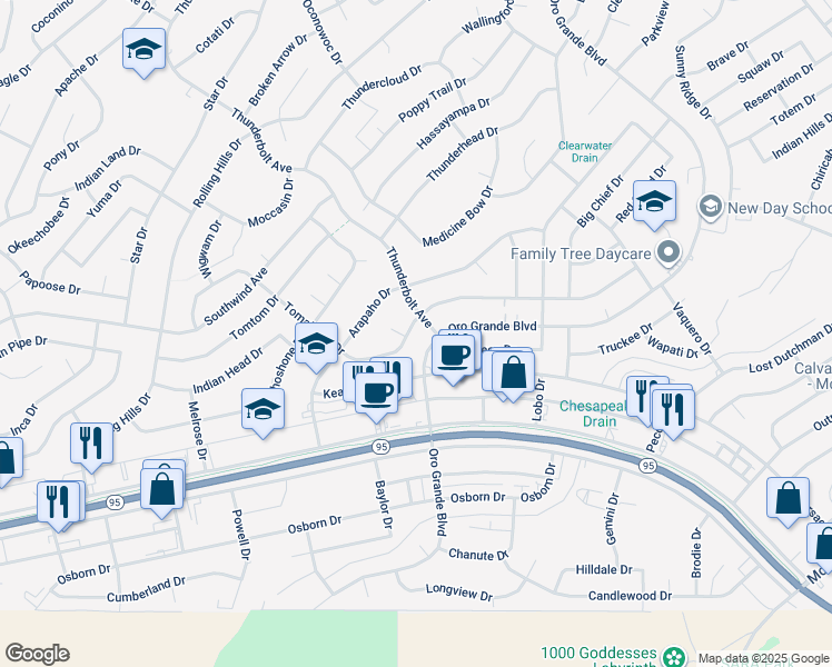 map of restaurants, bars, coffee shops, grocery stores, and more near 3320 Tomahawk Drive in Lake Havasu City