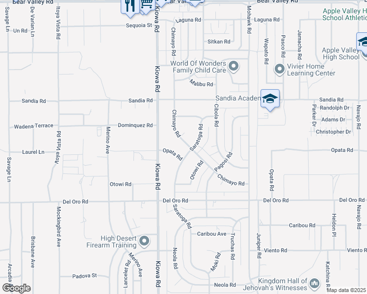 map of restaurants, bars, coffee shops, grocery stores, and more near 11524 Chimayo Road in Apple Valley