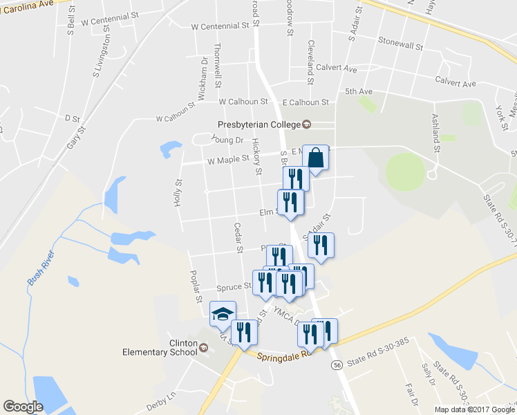 map of restaurants, bars, coffee shops, grocery stores, and more near 200 Elm St in Clinton