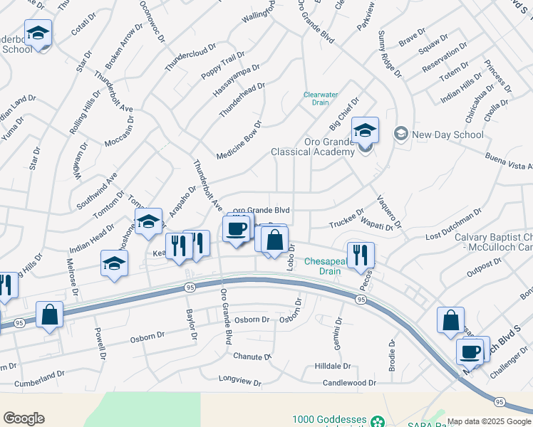 map of restaurants, bars, coffee shops, grocery stores, and more near 3322 Oro Grande Boulevard in Lake Havasu City