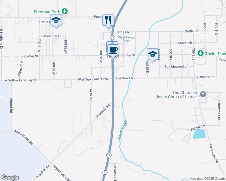 map of restaurants, bars, coffee shops, grocery stores, and more near 300 South Main Street in Show Low
