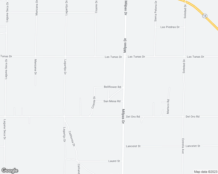 map of restaurants, bars, coffee shops, grocery stores, and more near Bellflower Road in San Bernardino County