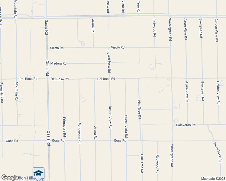 map of restaurants, bars, coffee shops, grocery stores, and more near 11623 Desert View Road in Piñon Hills