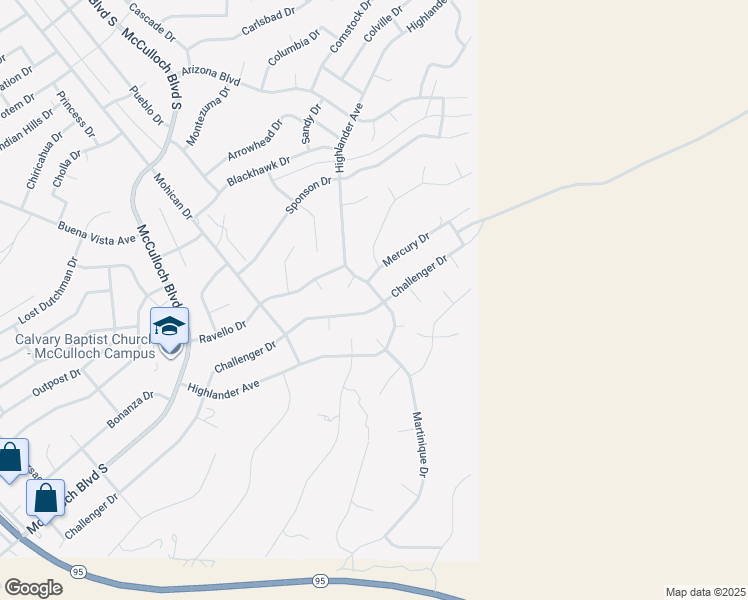 map of restaurants, bars, coffee shops, grocery stores, and more near 4101 Highlander Avenue in Lake Havasu City