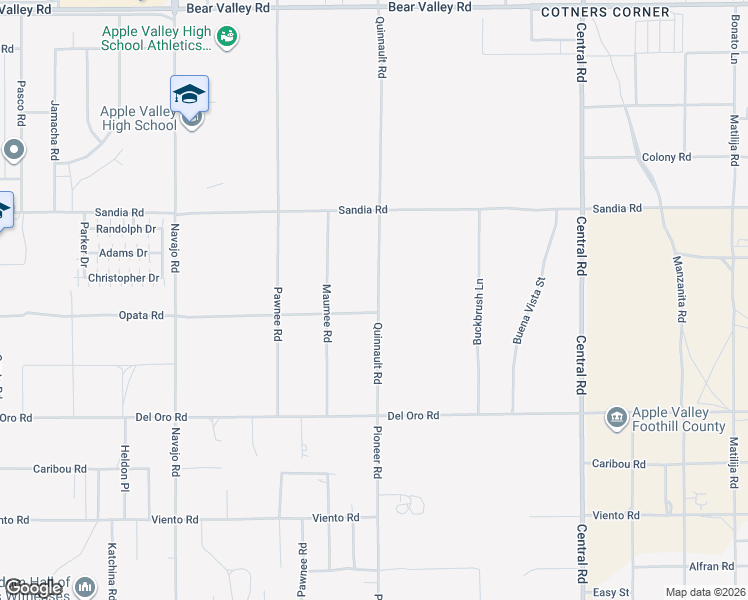 map of restaurants, bars, coffee shops, grocery stores, and more near Quinnault Road in Apple Valley