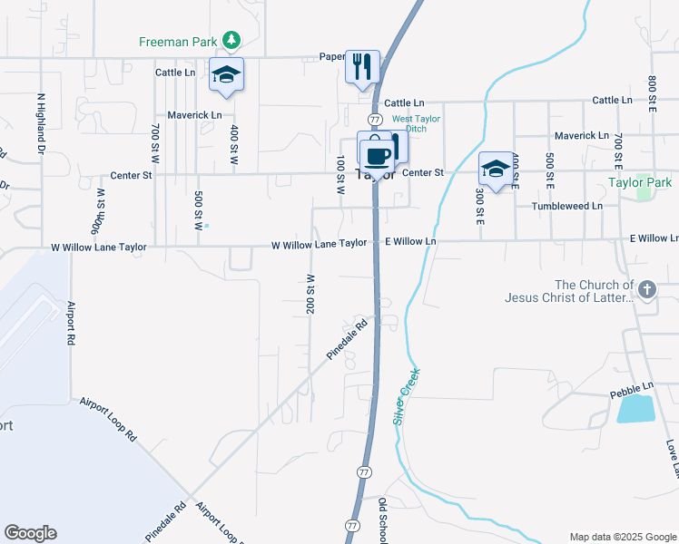 map of restaurants, bars, coffee shops, grocery stores, and more near 300 Main Street in Snowflake